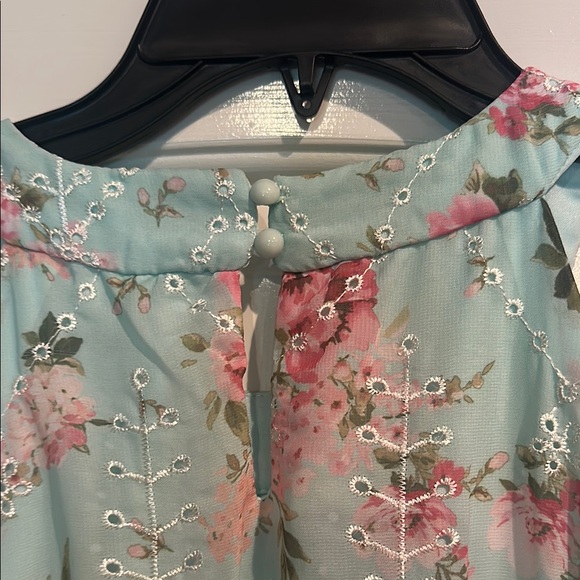 Floral Kids Dress in Blue and Pink - Picture 5 of 5